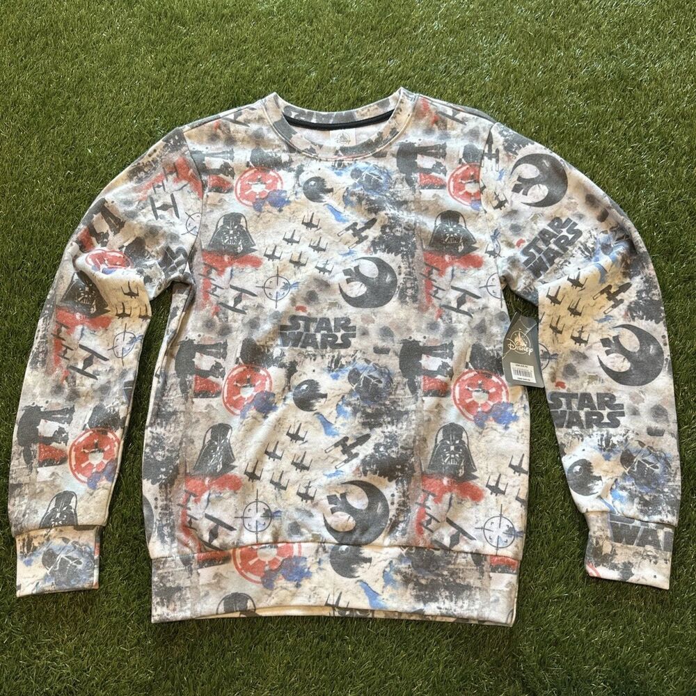 Disney Adult Sweatshirt Gray Black Small Star Wars Darth Vader Mens NWT